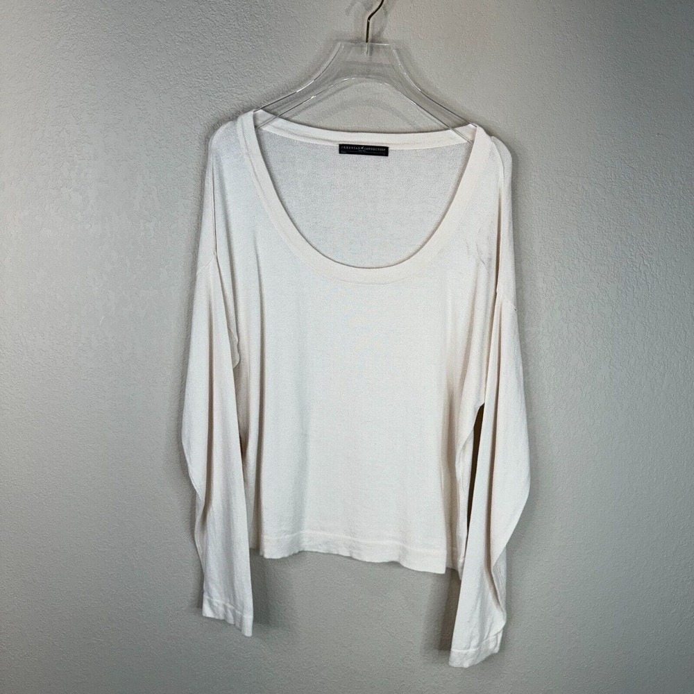 Peruvian Connection Womens Sweater Sz Large Cream Pima Cotton Alpaca‎ Scoop Neck